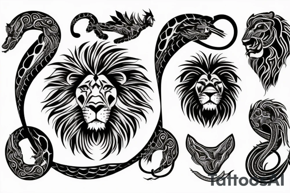 lion ouroboros tattoo idea
