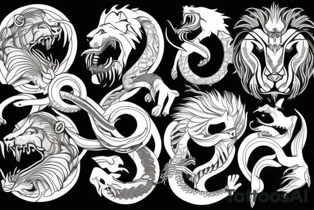 lion ouroboros tattoo idea