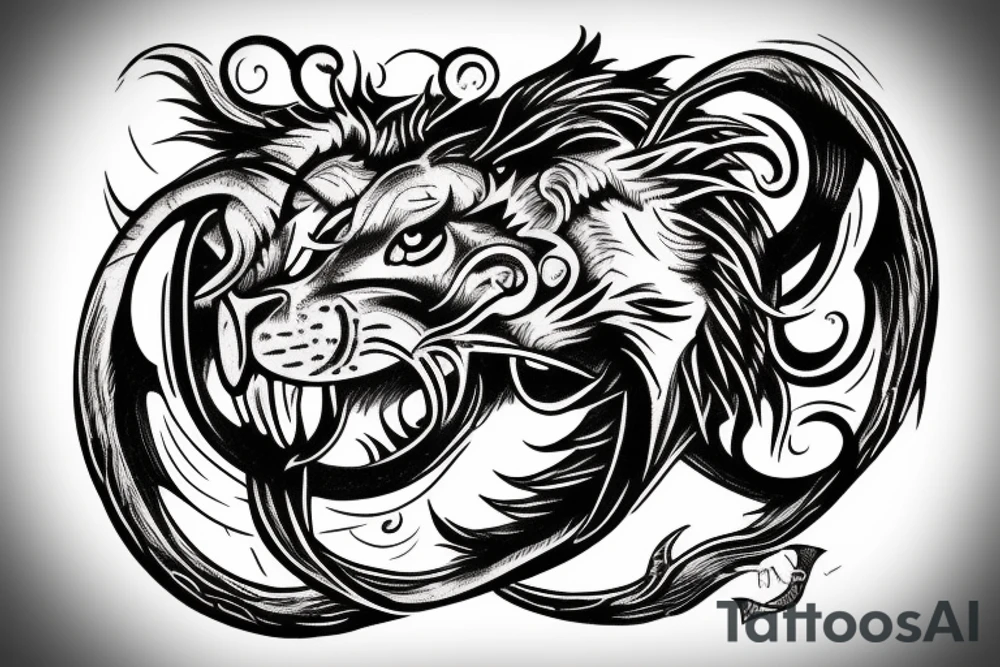 lion ouroboros tattoo idea