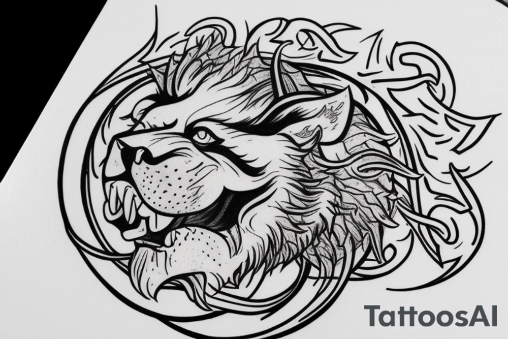 lion ouroboros tattoo idea
