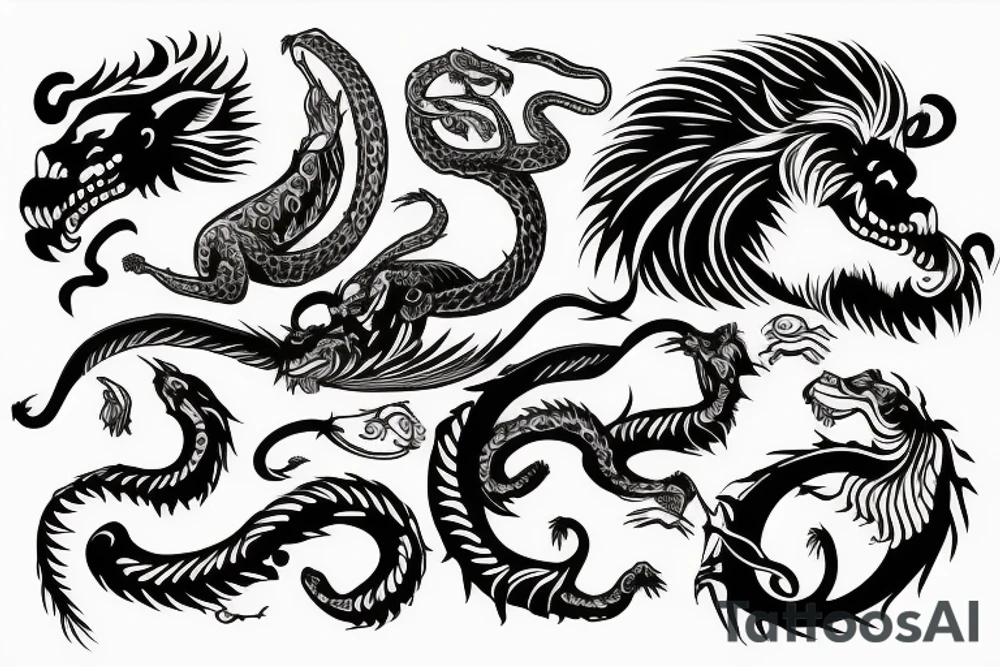 lion ouroboros tattoo idea