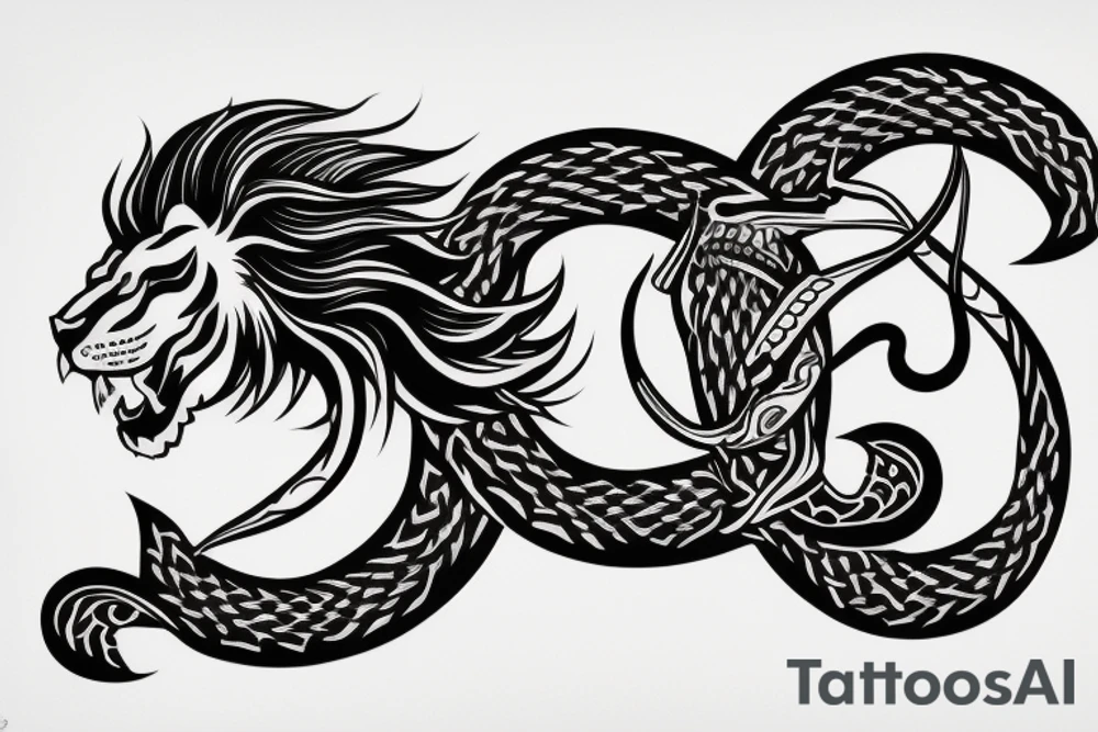 lion ouroboros tattoo idea