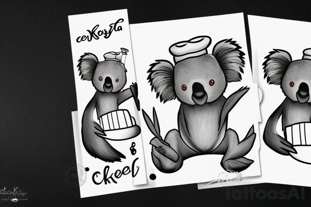 Koala with chef hat tattoo idea