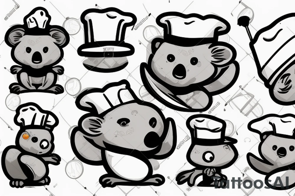 Koala with chef hat tattoo idea