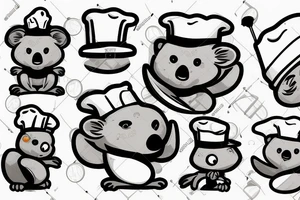 Koala with chef hat tattoo idea