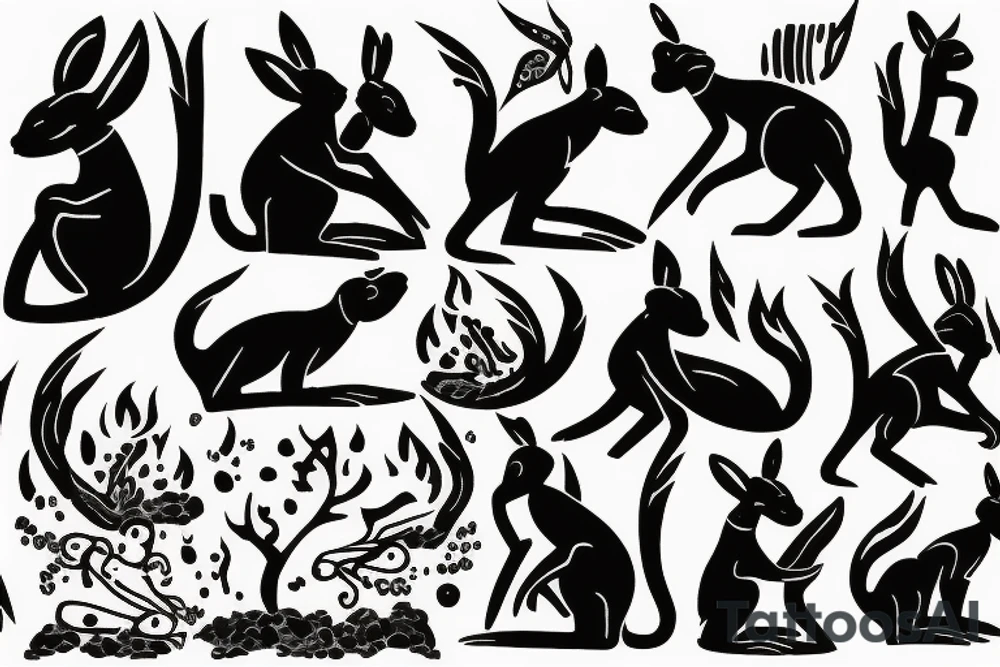 Kangaroo shovelling coal into fire tattoo idea