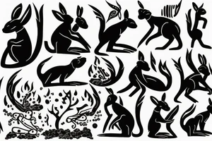 Kangaroo shovelling coal into fire tattoo idea