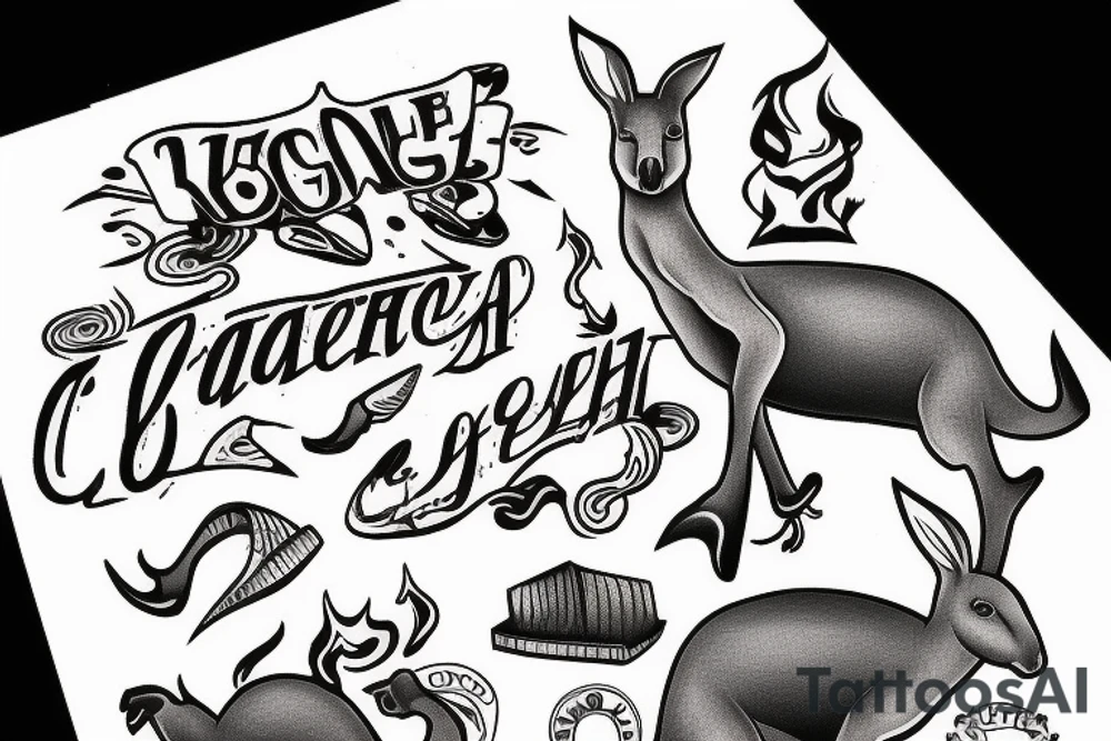 Kangaroo shovelling coal into fire tattoo idea