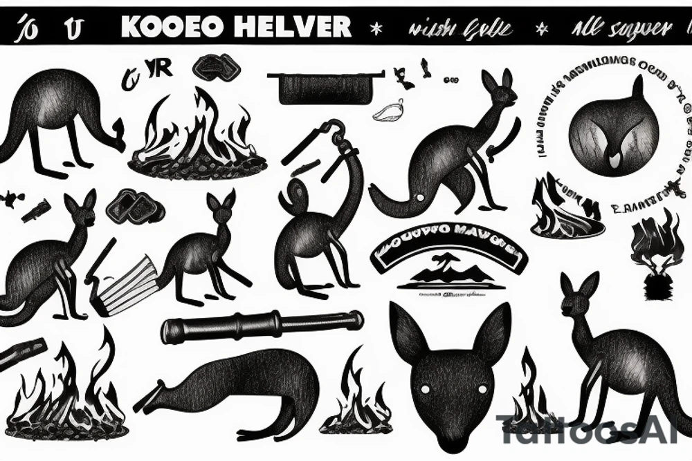 Kangaroo shovelling coal into fire tattoo idea