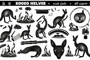 Kangaroo shovelling coal into fire tattoo idea