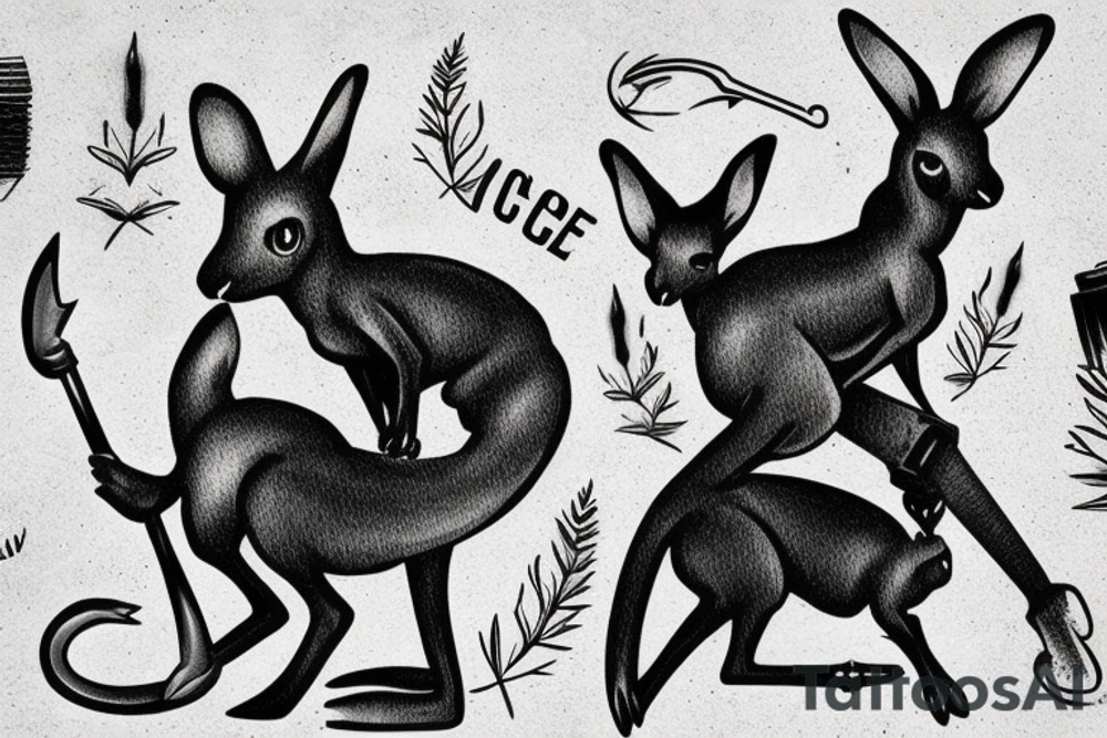 Kangaroo shovelling coal into fire tattoo idea