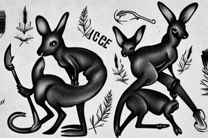 Kangaroo shovelling coal into fire tattoo idea