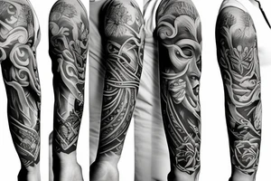 Full arm sleeve about life tattoo idea