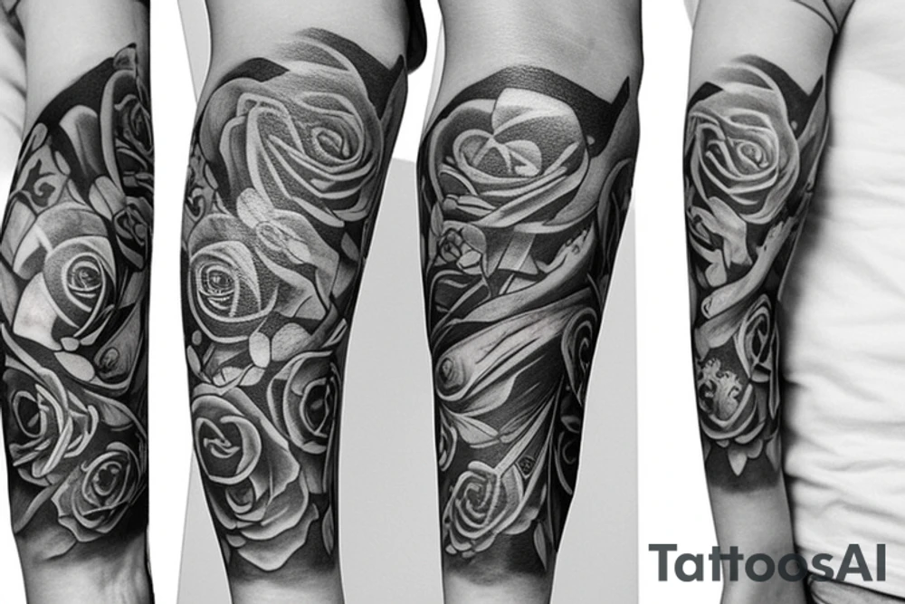 Full arm sleeve about life tattoo idea