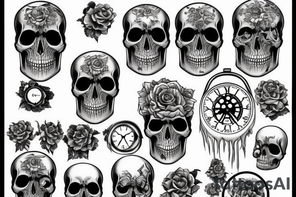 Combine a clock, skull, and life tattoo idea