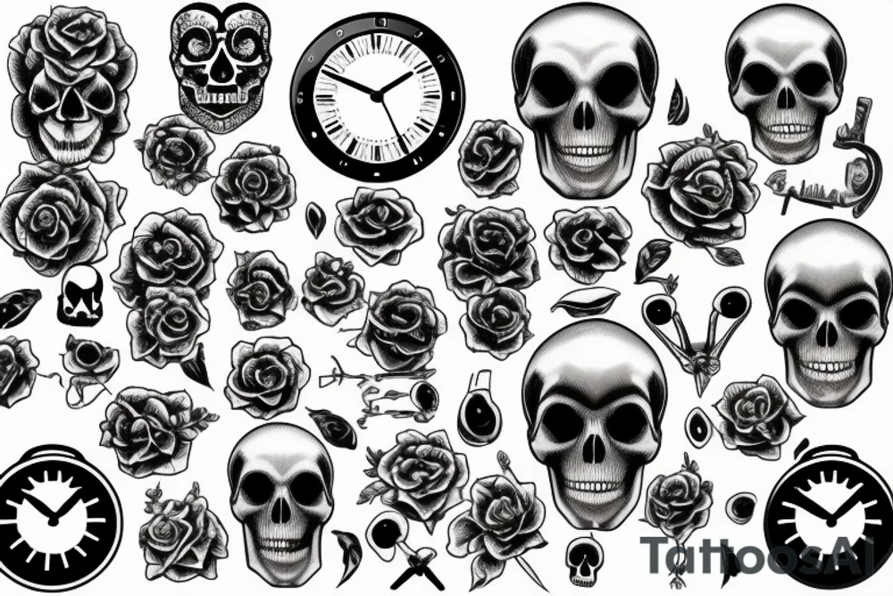 Combine a clock, skull, and life tattoo idea