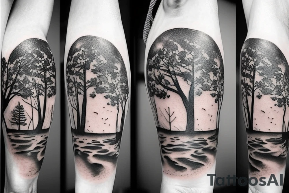 Beach and forest tattoo tattoo idea