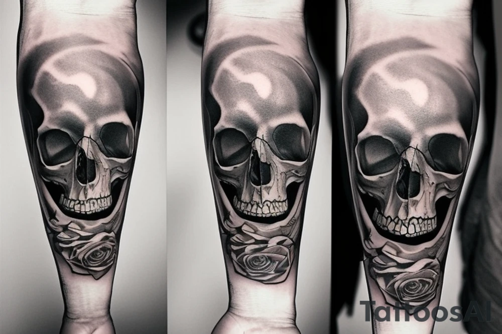 Clock on forearm and skull tattoo idea
