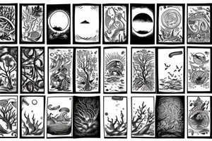 Beach with a sun and forest tattoo idea