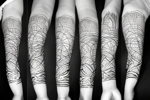 Beach with a sun and forest tattoo idea