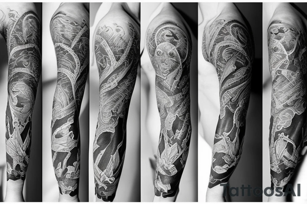 Sun and wind sleeve tattoo idea