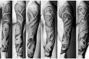 Sun and wind sleeve tattoo idea