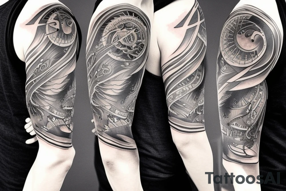 Sun and wind sleeve tattoo idea