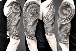 Sun and wind sleeve tattoo idea