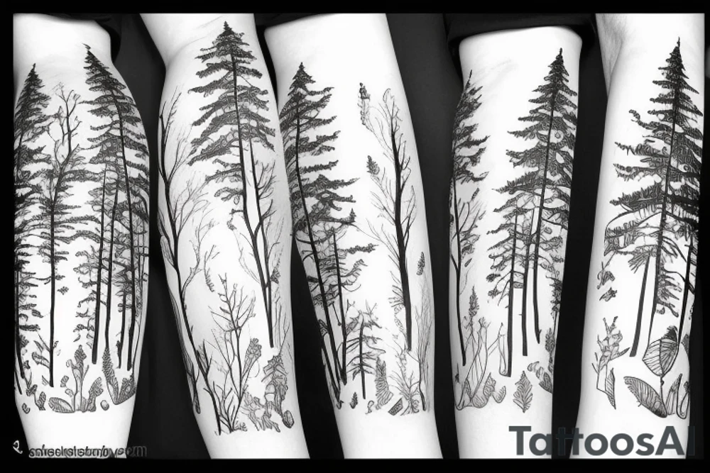 Hiking forest tattoo idea