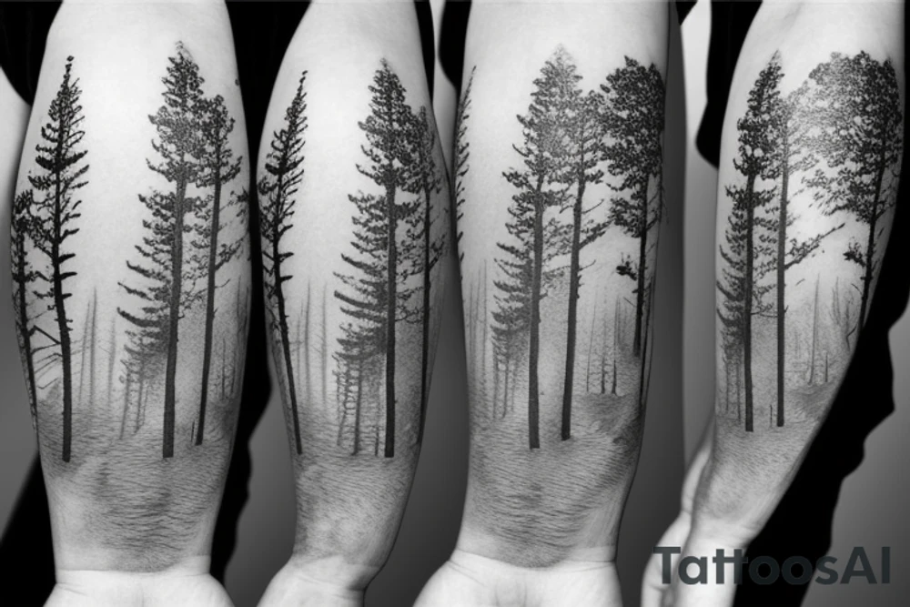 Hiking forest with sun tattoo idea