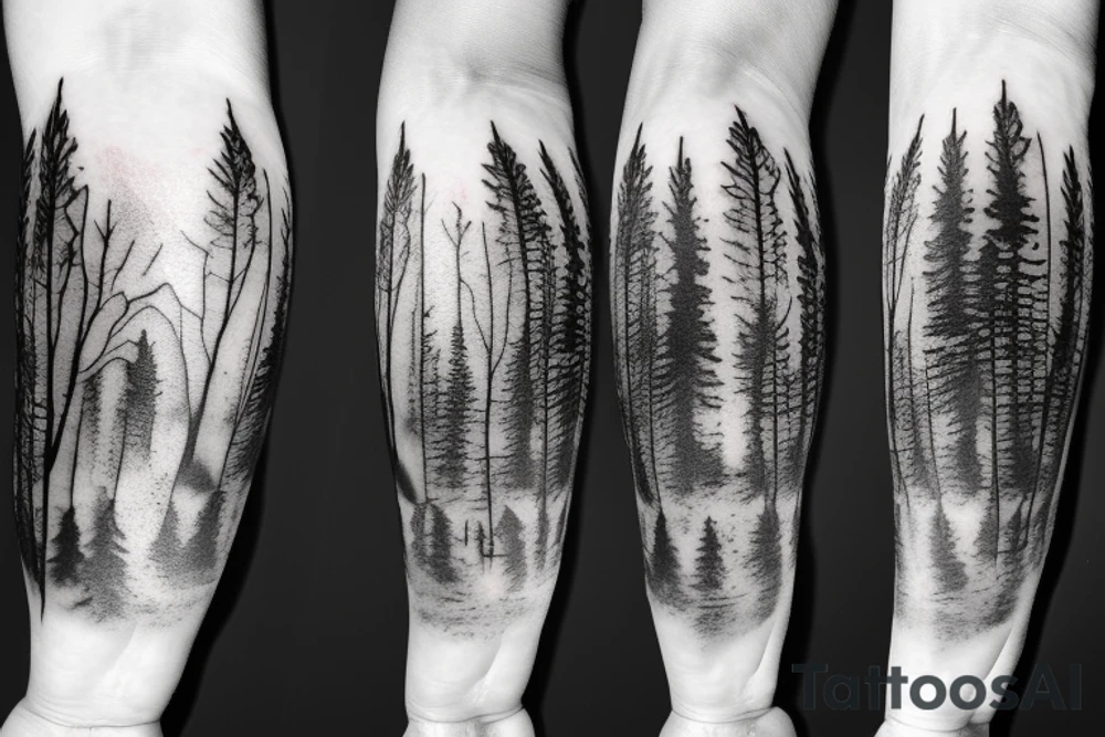 Hiking forest with life sleeve tattoo idea