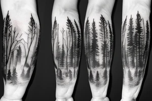 Hiking forest with life sleeve tattoo idea