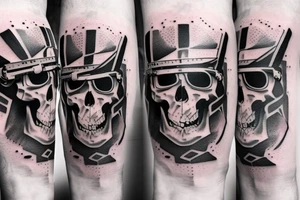 skull with airplane goggles tattoo idea