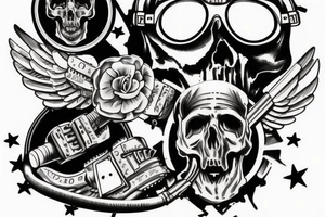 skull with airplane goggles tattoo idea