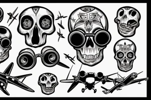skull with airplane goggles tattoo idea