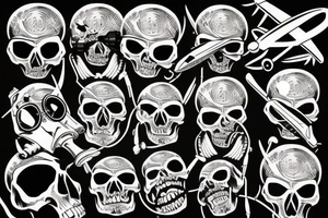 skull with airplane goggles tattoo idea