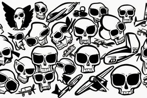 skull with airplane goggles tattoo idea