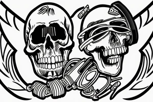 skull with airplane goggles tattoo idea
