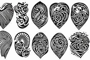 A sun and in the middle of the sun is the sea with Waves and a hidden Heart tattoo idea