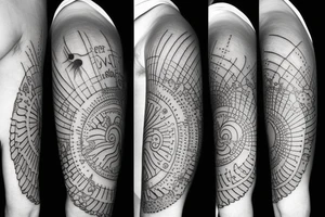 A sun without a Face  and in the middle of the sun is the sea with Waves and a hidden Heart tattoo idea