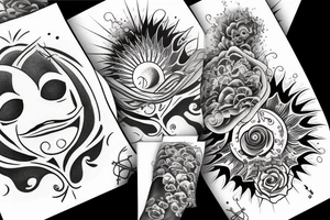A sun without a Face and in the middle of the sun is the sea with Waves and a hidden Heart tattoo idea