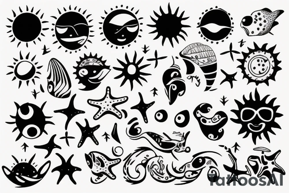 Sun filled with the sea tattoo idea