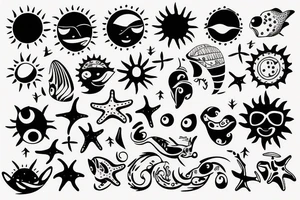 Sun filled with the sea tattoo idea
