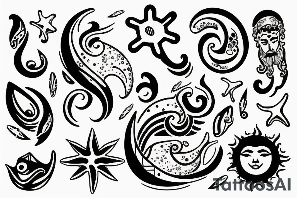 Sun filled with the sea tattoo idea