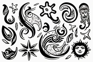 Sun filled with the sea tattoo idea