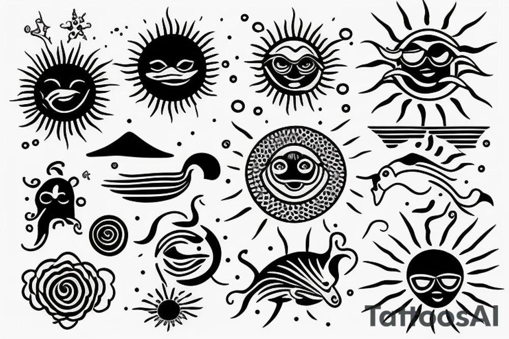 The sun and in the middle of the sun is the sea tattoo idea