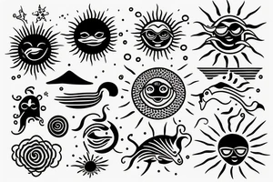 The sun and in the middle of the sun is the sea tattoo idea