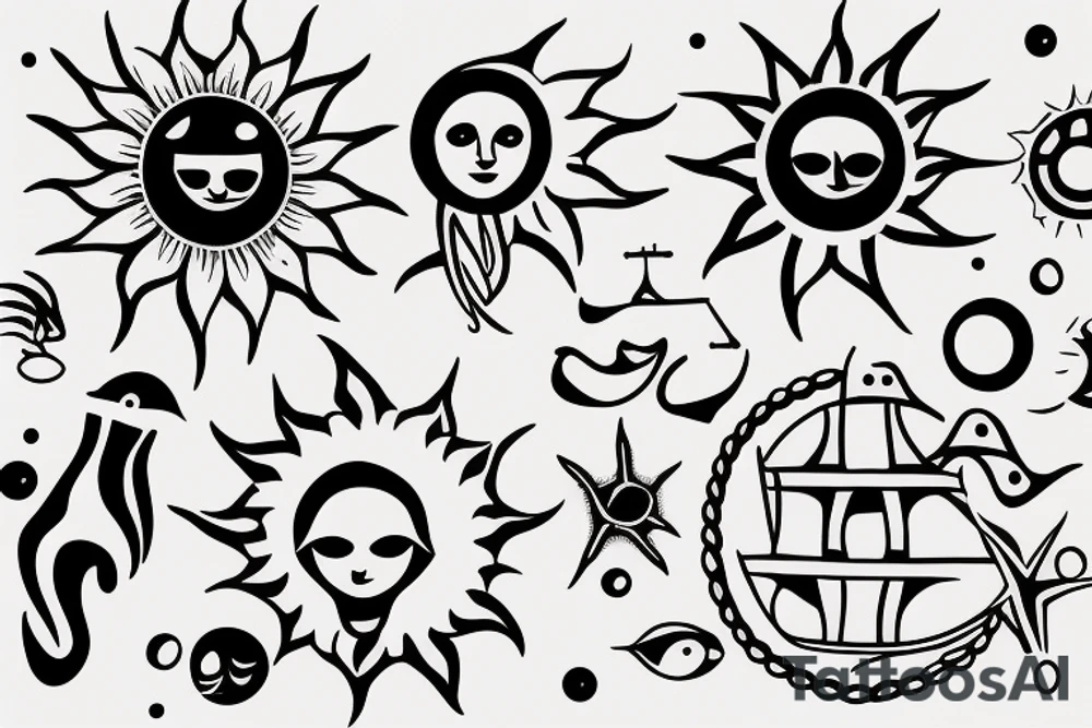 The sun and in the middle of the sun is the sea tattoo idea