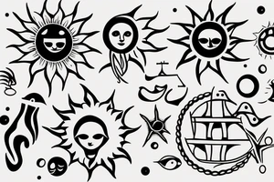 The sun and in the middle of the sun is the sea tattoo idea