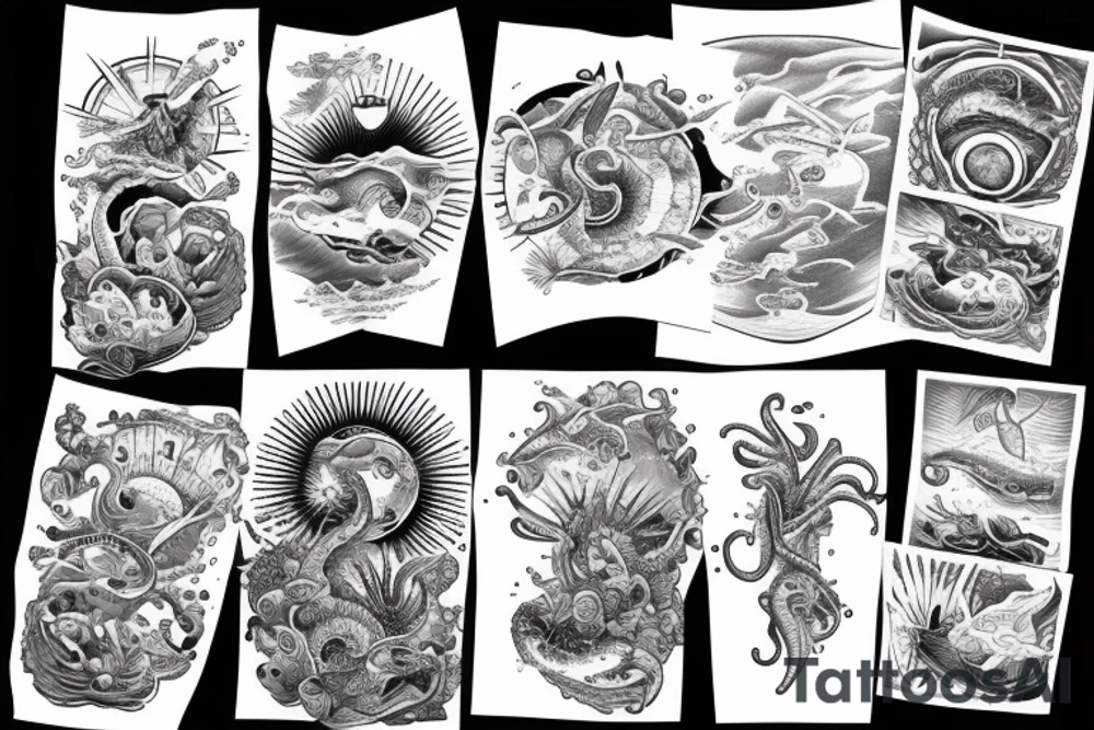 in the middle of the sun is the sea tattoo idea